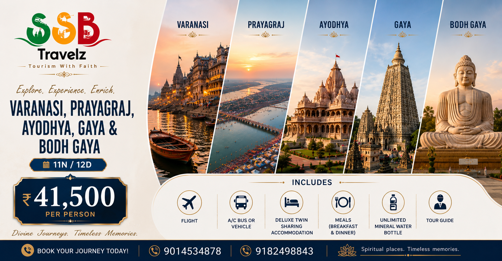 VARANASI /PRAYAG RAJ /AYODHYA/GAYA N BUDGAYA NAIMISHARAYAM -FLIGHT TRIP